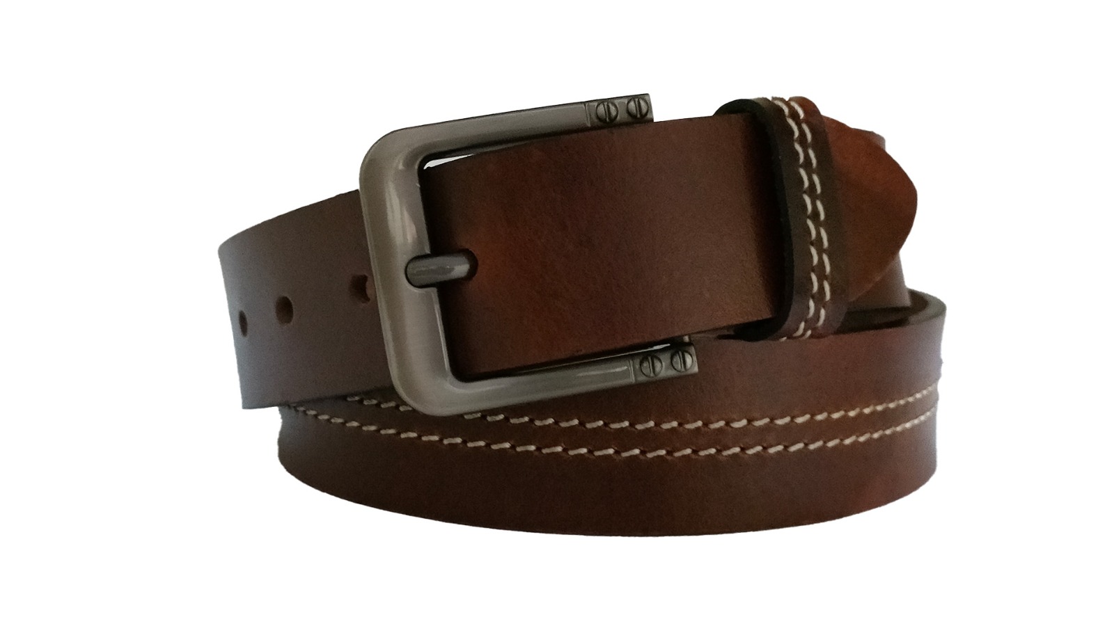 Casual leather belt close-up view 1