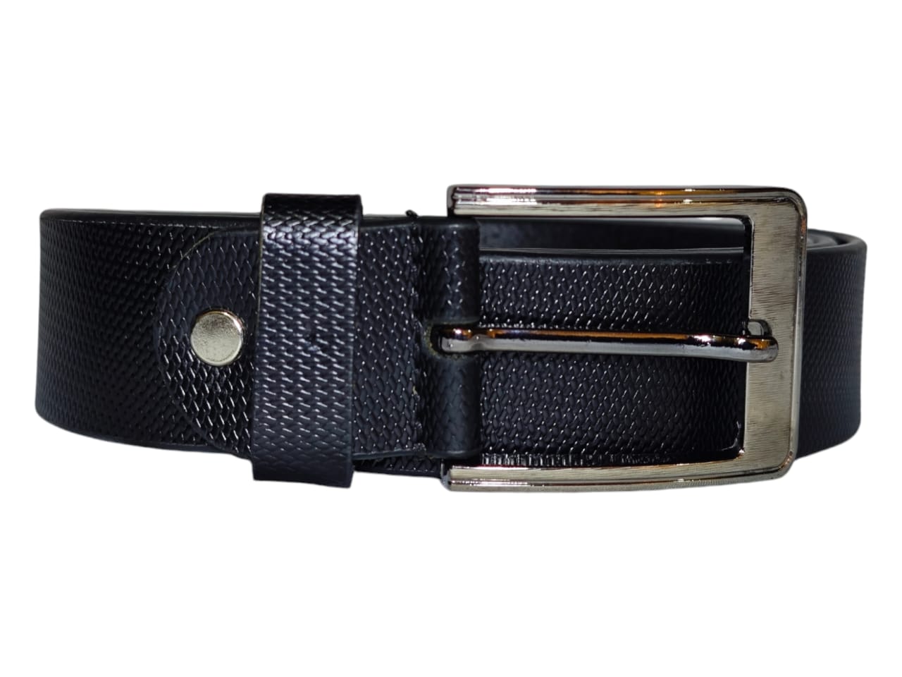 Formal leather belt polished buckle view 2